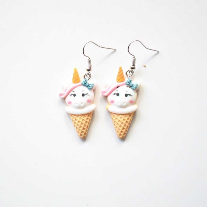 Wholesale Earrings Resin Ice Cream Unicorn Ice Cream Earrings JDC-ES-Xienuo013