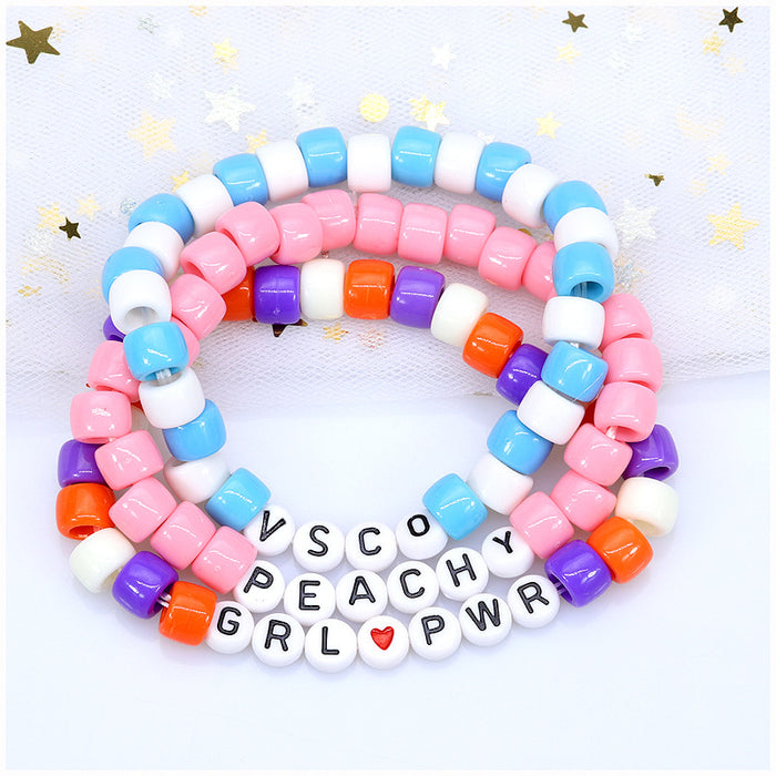 Wholesale Rainbow Braided 26 Alphabet Bead Bracelets 3 Piece Set JDC-BT-Yiye020