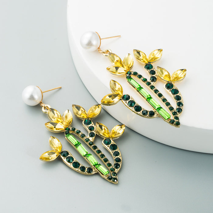 Jewelry WholesaleWholesale Cactus Alloy Set Color Rhinestone Retro Style Earrings JDC-ES-Hemin007 Earrings 和鸣 %variant_option1% %variant_option2% %variant_option3%  Factory Price JoyasDeChina Joyas De China