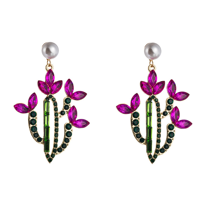 Jewelry WholesaleWholesale Cactus Alloy Set Color Rhinestone Retro Style Earrings JDC-ES-Hemin007 Earrings 和鸣 %variant_option1% %variant_option2% %variant_option3%  Factory Price JoyasDeChina Joyas De China