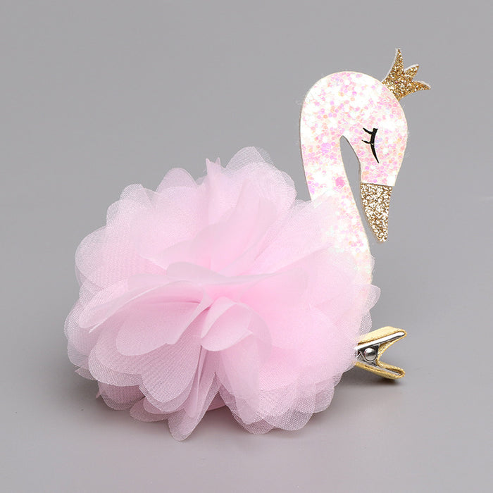 Wholesale 3D Pearl Lace Swan Hair Clip Hair Ball Children Hair Clip MOQ≥3 JDC-HC-MeiQ002