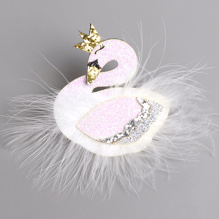 Wholesale 3D Pearl Lace Swan Hair Clip Hair Ball Children Hair Clip MOQ≥3 JDC-HC-MeiQ002