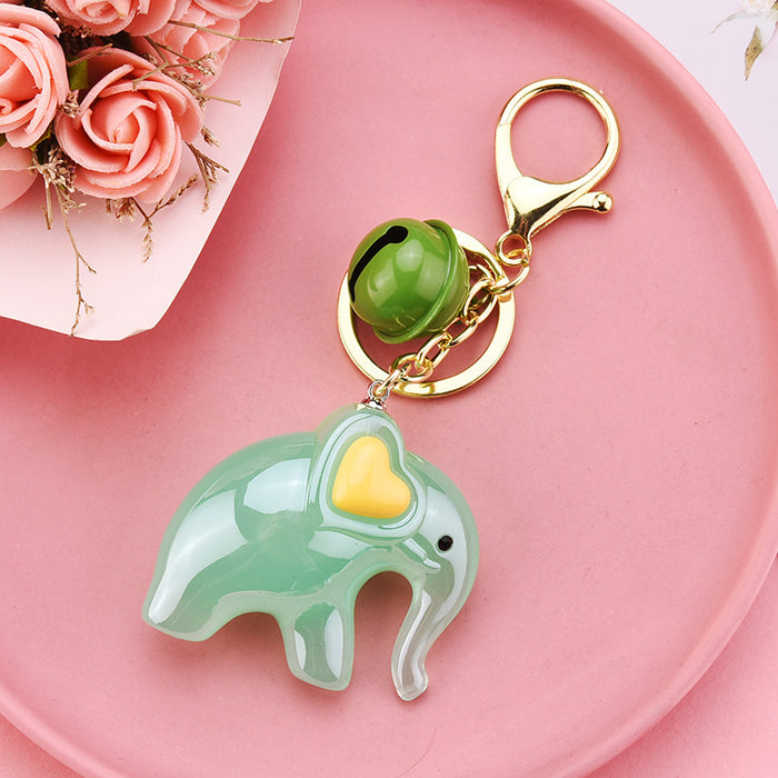 Wholesale acrylic jelly elephant bell keychain MOQ≥3 JDC-KC-XLu003