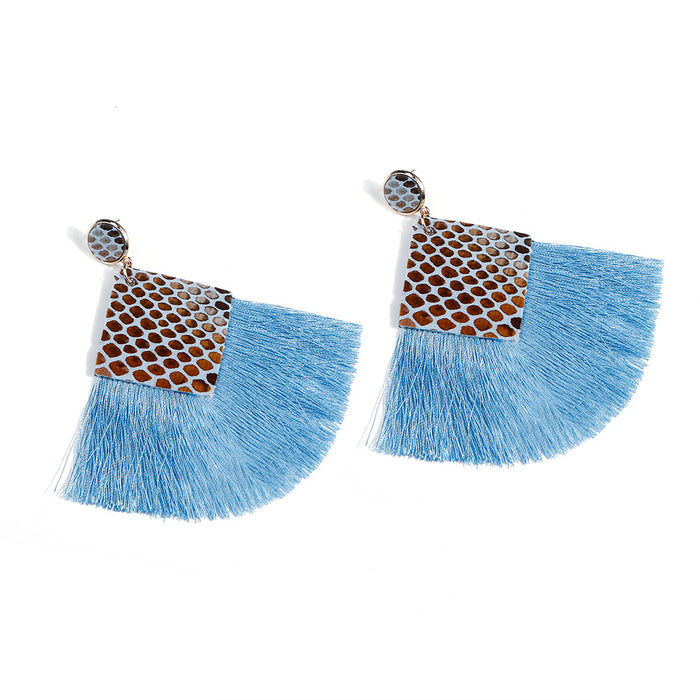 Wholesale Boho Tassel PU Alloy Embroidery Thread Earrings JDC-ES-JM013