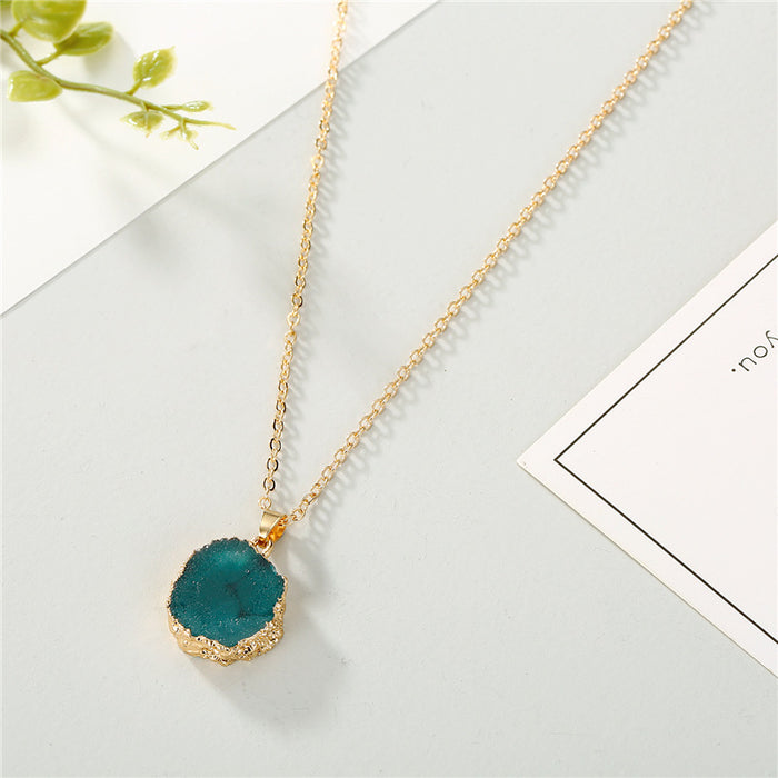 Jewelry WholesaleWholesale round druzy sunflower shell resin necklace JDC-NE-YiD030 Necklaces 宜达 %variant_option1% %variant_option2% %variant_option3%  Factory Price JoyasDeChina Joyas De China