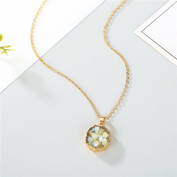 Jewelry WholesaleWholesale round druzy sunflower shell resin necklace JDC-NE-YiD030 Necklaces 宜达 %variant_option1% %variant_option2% %variant_option3%  Factory Price JoyasDeChina Joyas De China