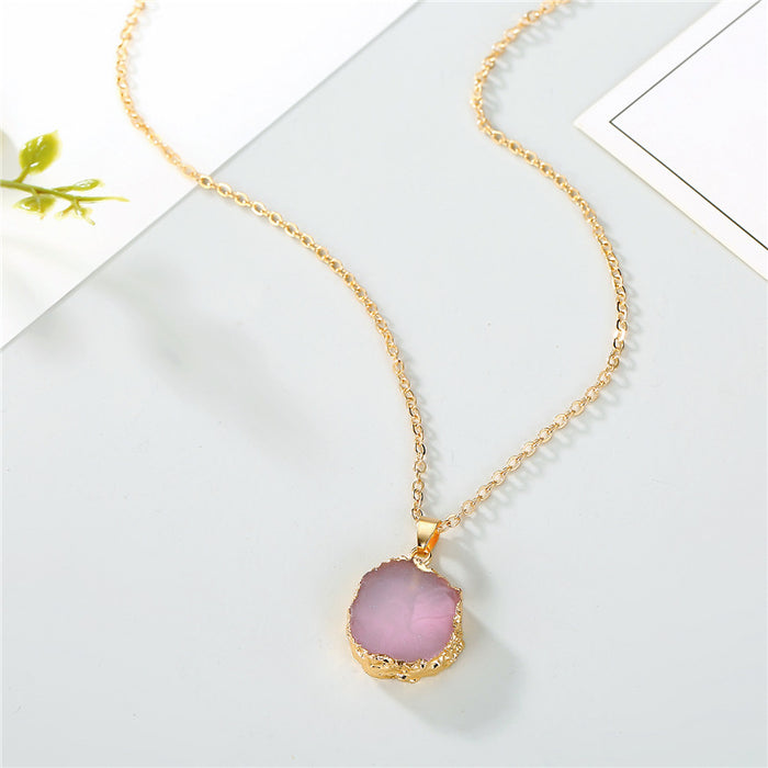 Jewelry WholesaleWholesale round druzy sunflower shell resin necklace JDC-NE-YiD030 Necklaces 宜达 %variant_option1% %variant_option2% %variant_option3%  Factory Price JoyasDeChina Joyas De China