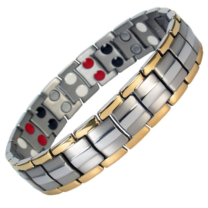 Wholesale Stainless Steel Double Row Magnet Bracelet Black JDC-BT-WJTD001