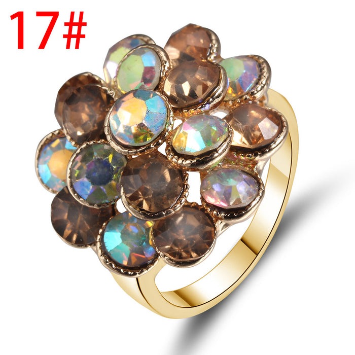 Jewelry WholesaleWholesale Zircon Color Flower Electroplated Copper Ring JDC-RS-MiMeng055 Rings 米萌 %variant_option1% %variant_option2% %variant_option3%  Factory Price JoyasDeChina Joyas De China