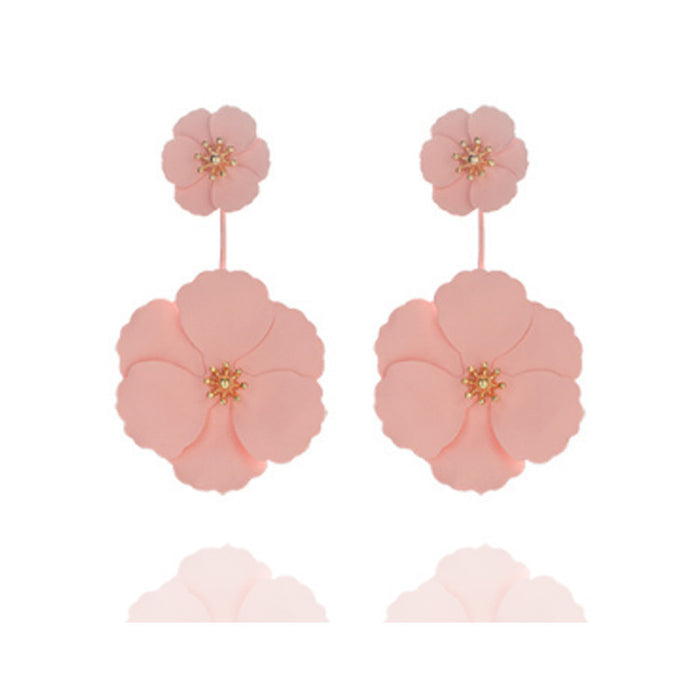 Wholesale Size Flower Earrings Fresh Camellia Shape Detachable MOQ≥2 JDC-ES-qifu008