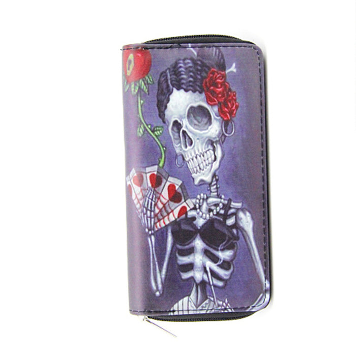 Wholesale skull and ghost series PU long wallet MOQ≥3 JDC-WT-Dengxin006