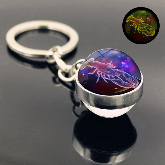 Wholesale Keychains For Backpacks Twelve Constellation Zinc Alloy Glass Keychain JDC-KC-Hengx007