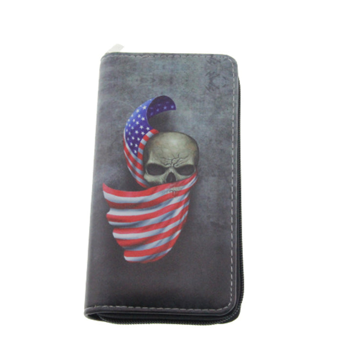 Wholesale skull and ghost series PU long wallet MOQ≥3 JDC-WT-Dengxin006