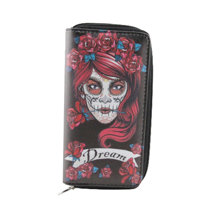 Wholesale skull and ghost series PU long wallet MOQ≥3 JDC-WT-Dengxin006