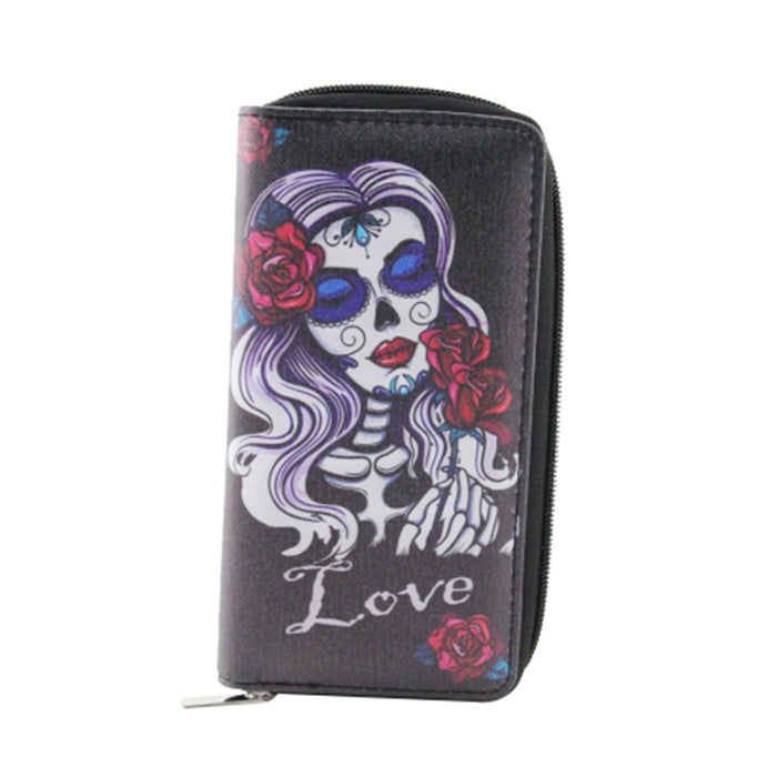 Wholesale skull and ghost series PU long wallet MOQ≥3 JDC-WT-Dengxin006