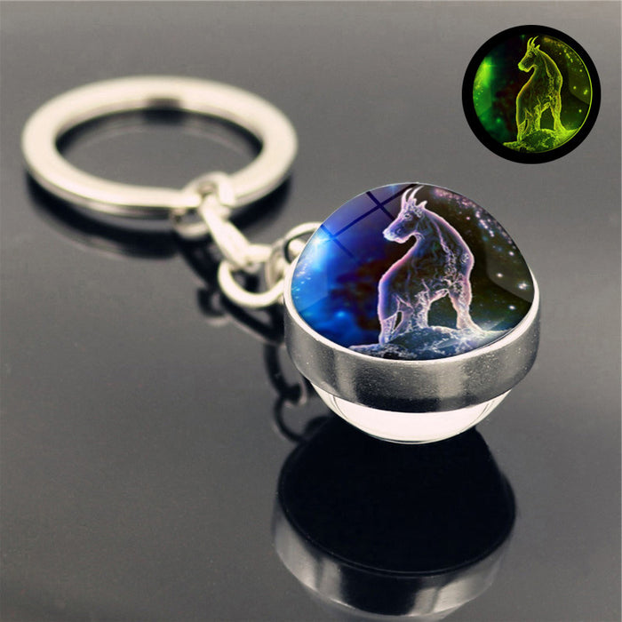 Wholesale Keychains For Backpacks Twelve Constellation Zinc Alloy Glass Keychain JDC-KC-Hengx007