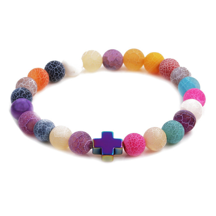 Wholesale Natural Stone Colorful Onyx Stone Buddha Beads Bracelet MOQ≥2 JDC-BT-ML063