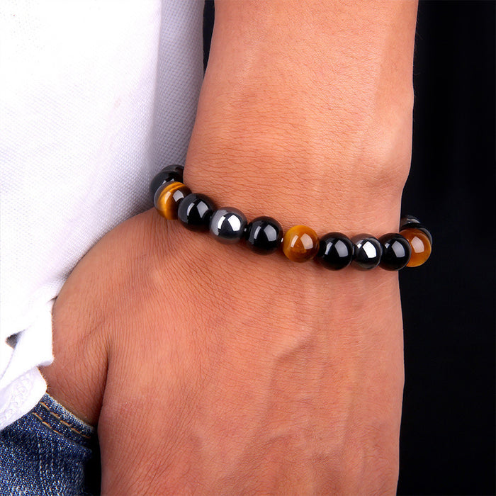 Wholesale Natural Stone Tiger Eye Hematite Beads Magnet Men Bracelet JDC-BT-YinY003