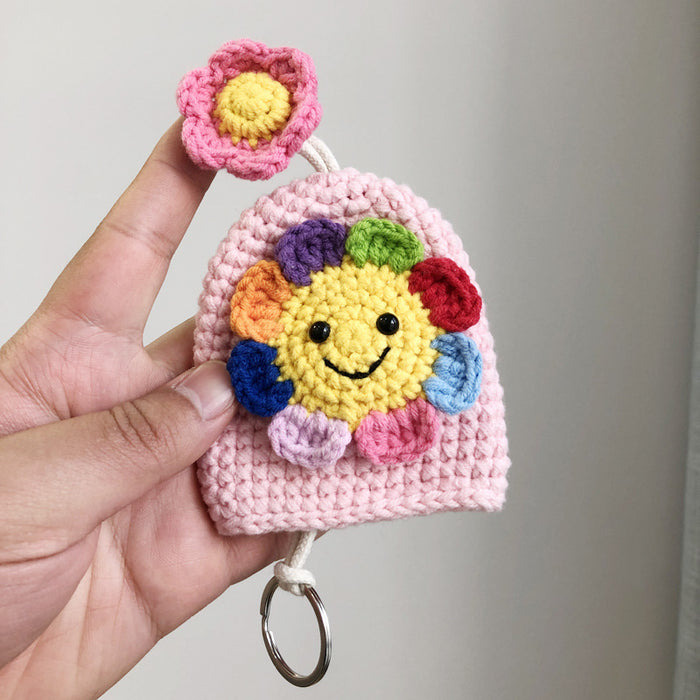 Wholesale seven color flower hand knitted key bag MOQ≥3 JDC-KC-BDXY002