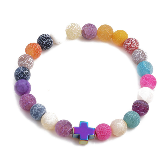 Wholesale Natural Stone Colorful Onyx Stone Buddha Beads Bracelet MOQ≥2 JDC-BT-ML063