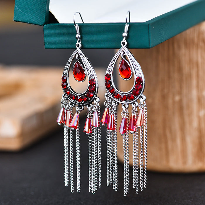 Jewelry WholesaleWholesale Chain Tassel Rhinestone Alloy Earrings JDC-ES-Daiq037 Earrings 黛茜 %variant_option1% %variant_option2% %variant_option3%  Factory Price JoyasDeChina Joyas De China