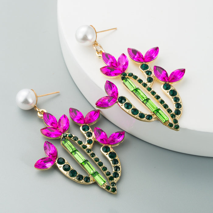 Jewelry WholesaleWholesale Cactus Alloy Set Color Rhinestone Retro Style Earrings JDC-ES-Hemin007 Earrings 和鸣 %variant_option1% %variant_option2% %variant_option3%  Factory Price JoyasDeChina Joyas De China