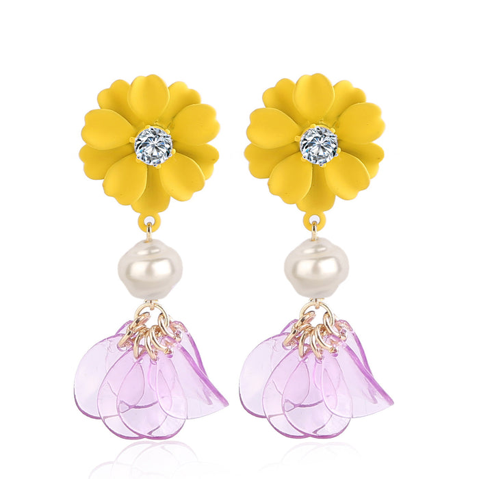 Jewelry WholesaleWholesale petal flower tassel alloy earrings JDC-ES-ManY012 Earrings 满溢 %variant_option1% %variant_option2% %variant_option3%  Factory Price JoyasDeChina Joyas De China