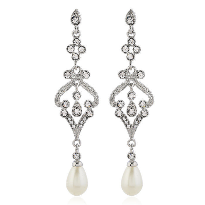 Wholesale Earrings Alloy Long Pearl and Diamond MQO≥2 JDC-ES-zhuoq013