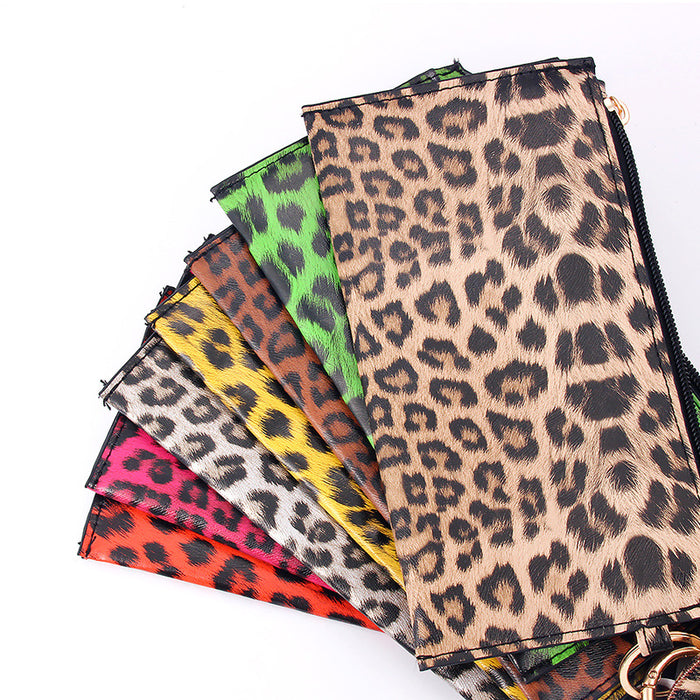 Wholesalee Leopard Print PU Leather Fringe Ladies Leather Keychain Sandwich Wallet JDC-WT-Jingy001