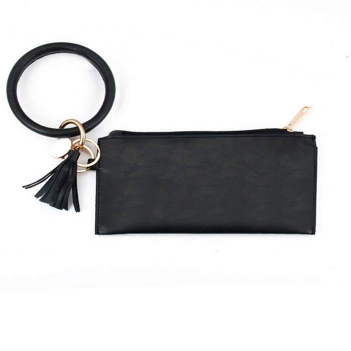 Wholesalee Leopard Print PU Leather Fringe Ladies Leather Keychain Sandwich Wallet JDC-WT-Jingy001