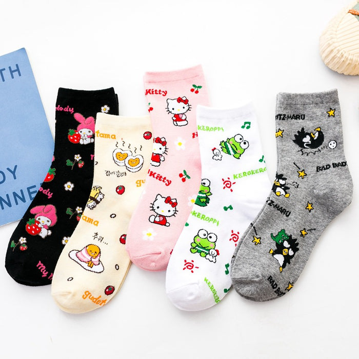 Wholesale Sock Cotton Mid Tube Breathable Sweat Absorb Cute Cartoon (S) MOQ≥2 JDC-SK-QinY005