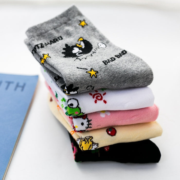 Wholesale Sock Cotton Mid Tube Breathable Sweat Absorb Cute Cartoon (S) MOQ≥2 JDC-SK-QinY005