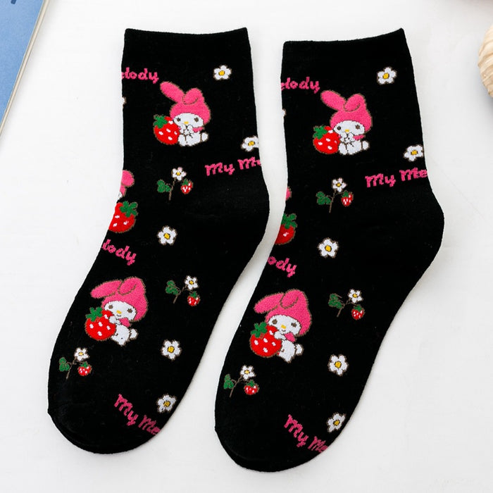 Wholesale Sock Cotton Mid Tube Breathable Sweat Absorb Cute Cartoon (S) MOQ≥2 JDC-SK-QinY005