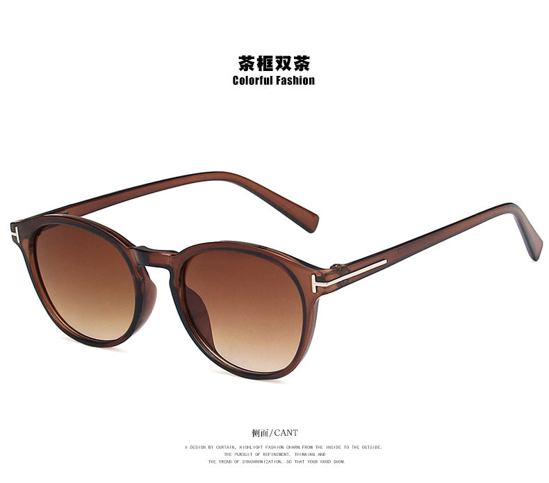 Wholesale T-shaped round frame sunglasses street fashion JDC-SG-KD166