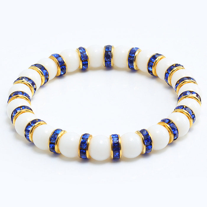 Jewelry WholesaleWholesale Natural Stone 8mm White Porcelain Beaded Rhinestone Bracelet JDC-BT-JiuJ018 Bracelet 九江 %variant_option1% %variant_option2% %variant_option3%  Factory Price JoyasDeChina Joyas De China