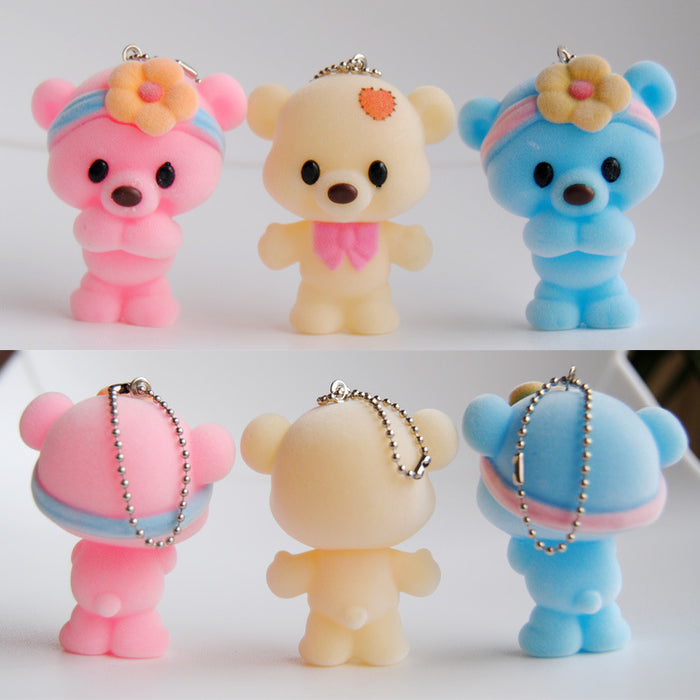 Keychains al por mayor para mochilas que flocan con llavero Bear MOQ≥2 JDC-KC-JYF007
