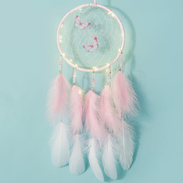 Wholesale Feather Metal Ring Butterfly Dreamcatcher MOQ≥2 JDC-DC-MGu029