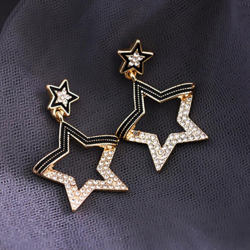 Jewelry WholesaleWholesale 925 Silver Needle Alloy Rhinestone Pentagram Earrings JDC-ES-Shuangdi003 Earrings 双笛 %variant_option1% %variant_option2% %variant_option3%  Factory Price JoyasDeChina Joyas De China