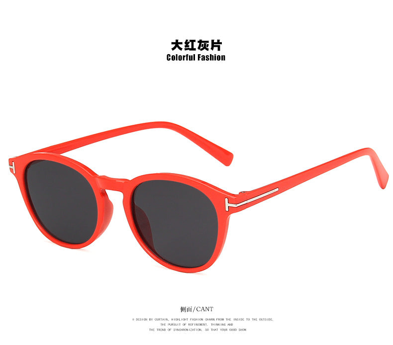 Wholesale T-shaped round frame sunglasses street fashion JDC-SG-KD166