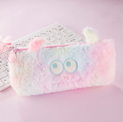 Wholesale Pencil Bag Plush Cute Little Monster Gradient Color Stationery Box MOQ≥2 JDC-PB-YUNKE011