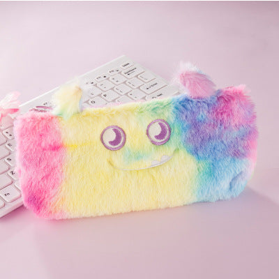 Wholesale Pencil Bag Plush Cute Little Monster Gradient Color Stationery Box MOQ≥2 JDC-PB-YUNKE011