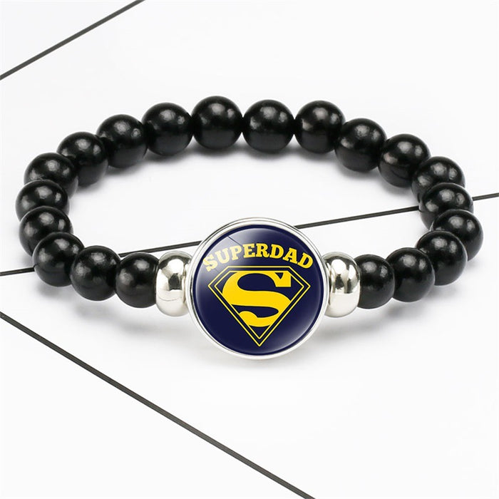 Jewelry WholesaleWholesale best super dad pattern black bead bracelet JDC-BT-NH016 Bracelet 柠和 %variant_option1% %variant_option2% %variant_option3%  Factory Price JoyasDeChina Joyas De China