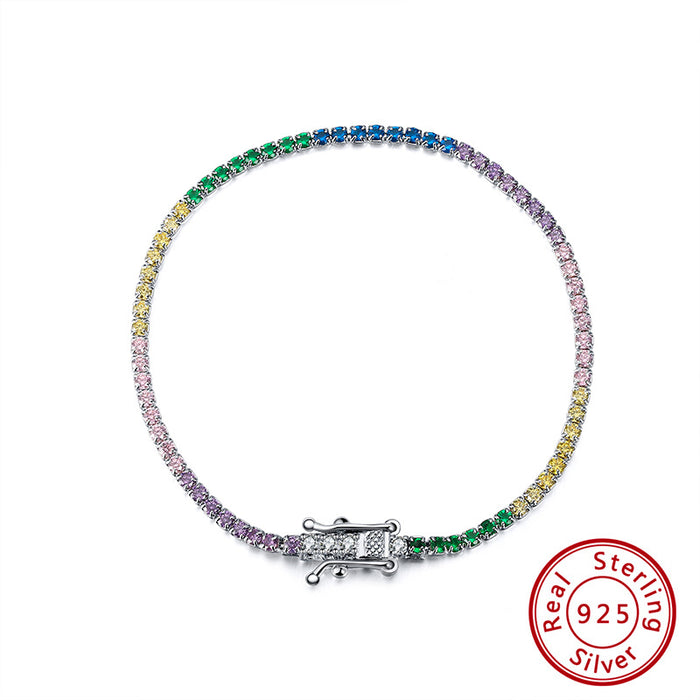 Jewelry WholesaleWholesale S925 Sterling Silver Bracelet single row zircon tennis chain JDC-BT-ShangD005 Bracelet 尚达 %variant_option1% %variant_option2% %variant_option3%  Factory Price JoyasDeChina Joyas De China