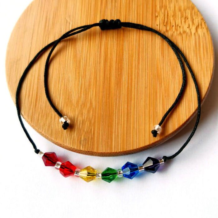 Jewelry WholesaleWholesale Rainbow Six Colors Crystal Beaded Homosexual Rice Bead Anklet MOQ≥2 JDC-AS-HaoL001 Anklets 豪灵 %variant_option1% %variant_option2% %variant_option3%  Factory Price JoyasDeChina Joyas De China