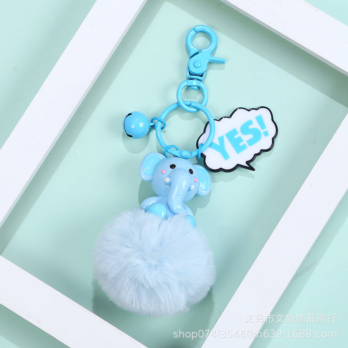 Wholesale creative Dumbo card rabbit fur real fur keychain pendant MOQ≥3 JDC-KC-WYan012