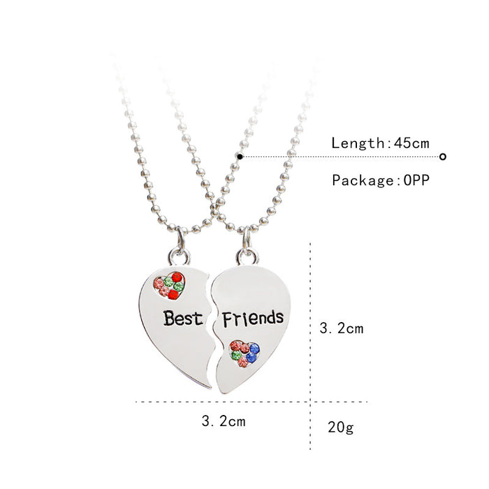 Jewelry WholesaleWholesale Good Friends Series Diamond-Paneled Love Necklace JDC-NE-ZJ030 Necklaces 志嘉 %variant_option1% %variant_option2% %variant_option3%  Factory Price JoyasDeChina Joyas De China