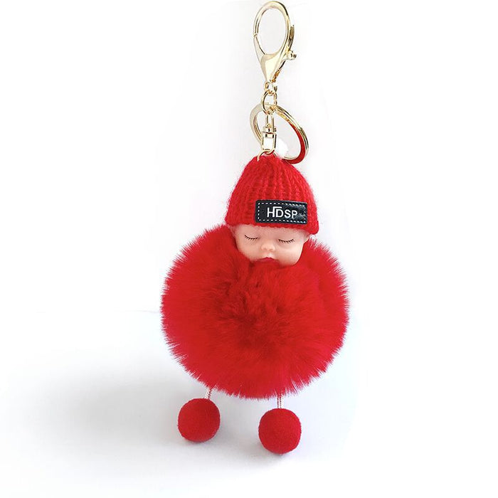 Wholesale Sleeping Doll Hair Ball Pendant Keychain JDC-KC-JFang007