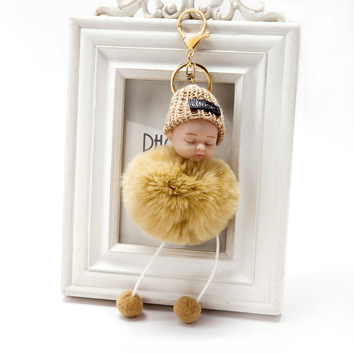 Wholesale Sleeping Doll Hair Ball Pendant Keychain JDC-KC-JFang007