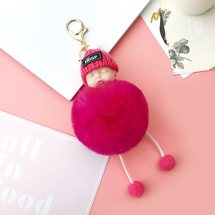 Wholesale Sleeping Doll Hair Ball Pendant Keychain JDC-KC-JFang007