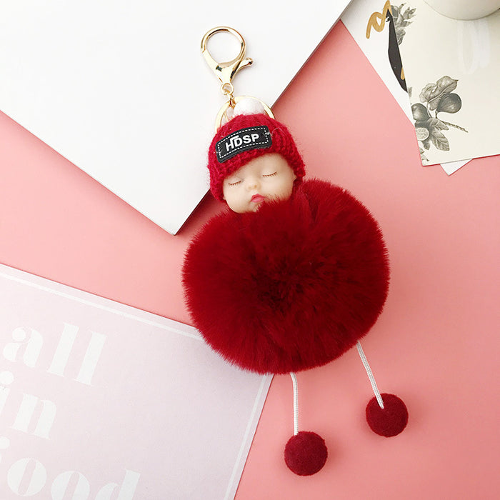 Wholesale Sleeping Doll Hair Ball Pendant Keychain JDC-KC-JFang007